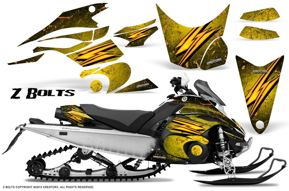 Yamaha FX Nytro 2010 Graphics Kit ZBolts Yellow